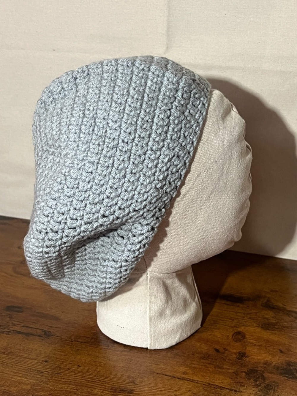 Handmade Crochet Rasta Tam Hat | Slouchy Beanie for Locs | Gray
